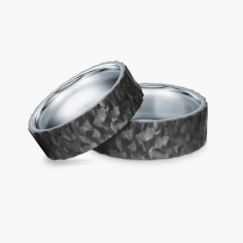 Obrączki ślubne: carbon, tytan, płaskie, 7 mm